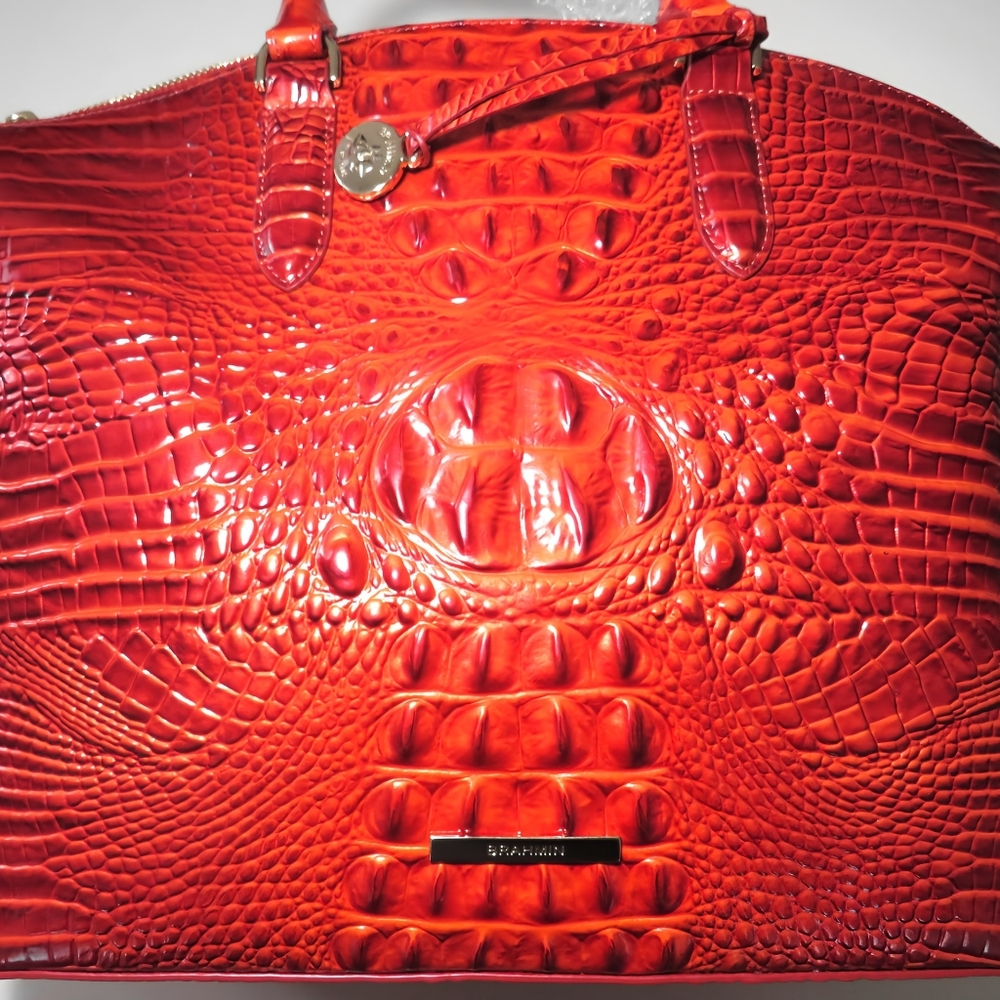❤️NWT BRAHMIN RADIANT RED LARGE DUXBURY GENUINE LEATHER DURABLE XBODY HANDBAG! - Picture 2 of 11